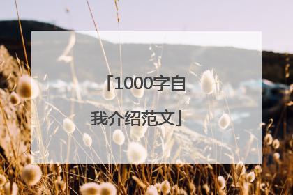 1000字自我介绍范文